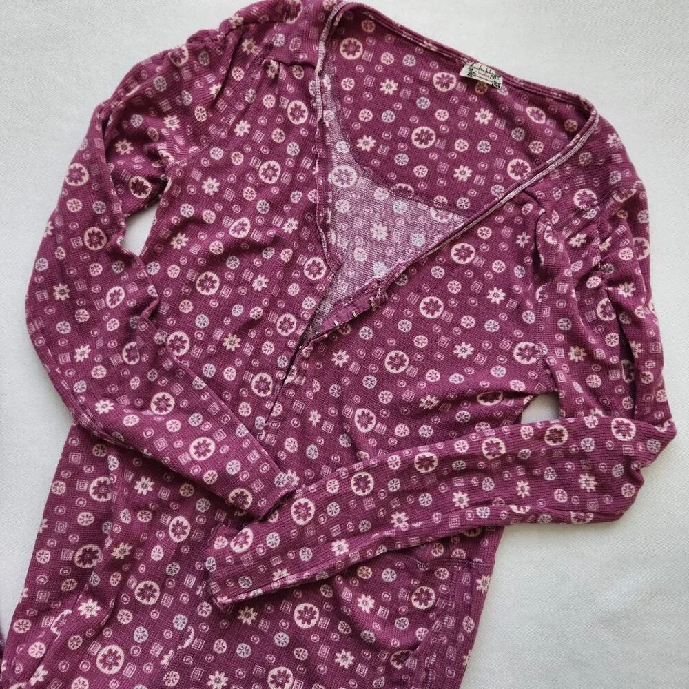 Free People Intimately Home Alone Pink Floral Onesie Pajama Long John Comfy - Picture 1 of 9